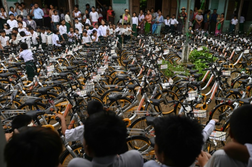 recycled bycles used by kids in myanmar 